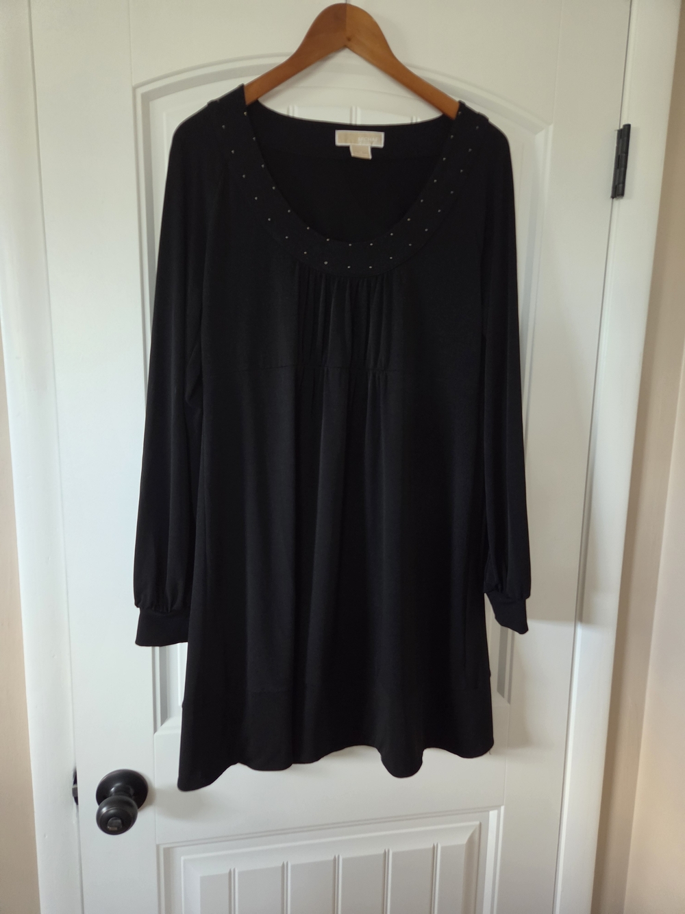 Michael Kors Black Long-Sleeve Studded Scoop Neck Tunic